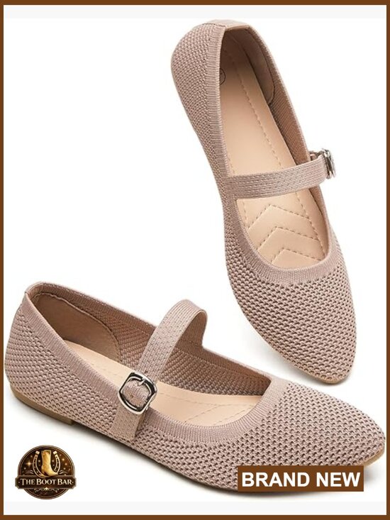 Shoes - Women's Mesh Ballet Flats with Buckle Strap Foldable Comfort Dress Shoes